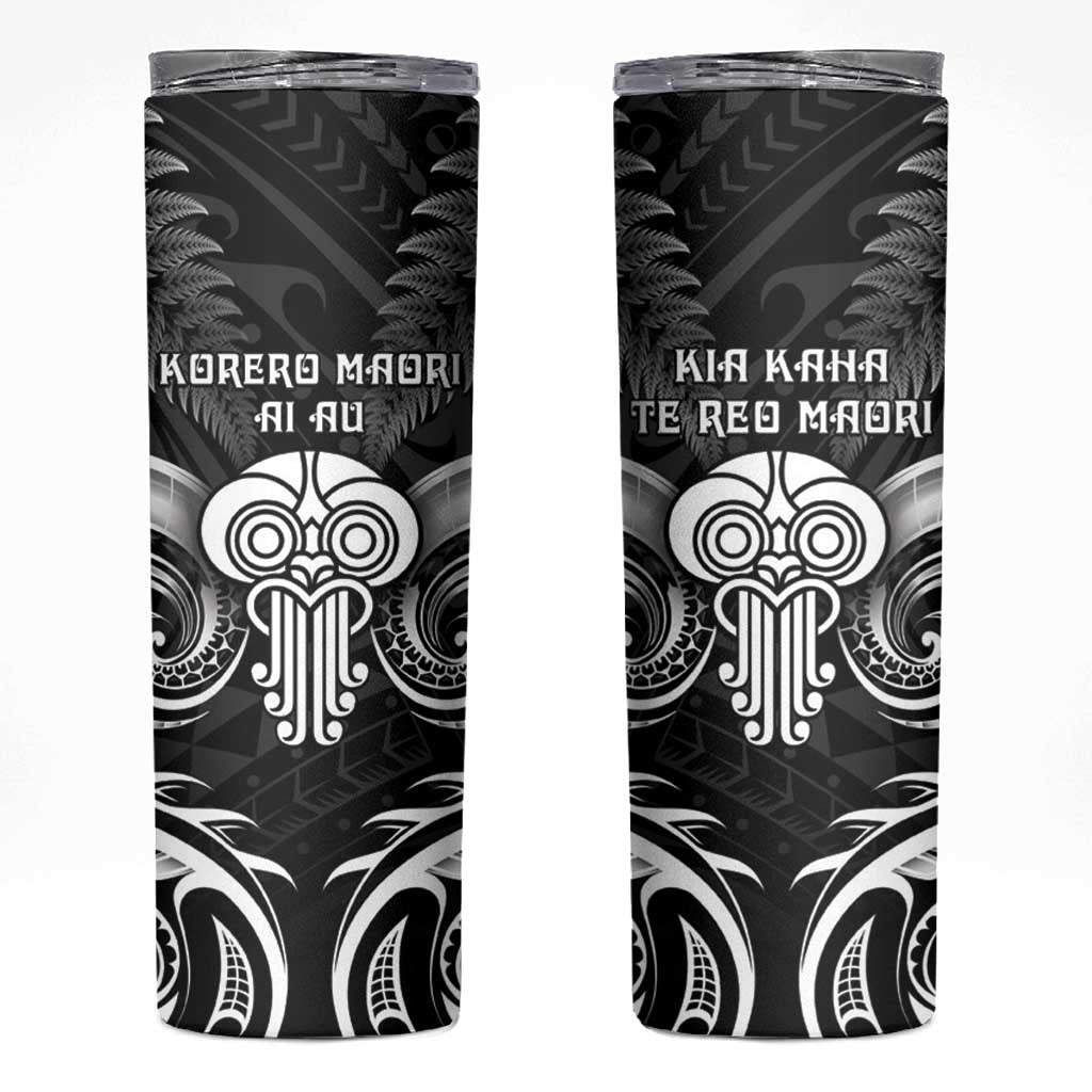New Zealand Te Reo Maori Skinny Tumbler Korero Maori Ai Au LT05 Black - Polynesian Pride