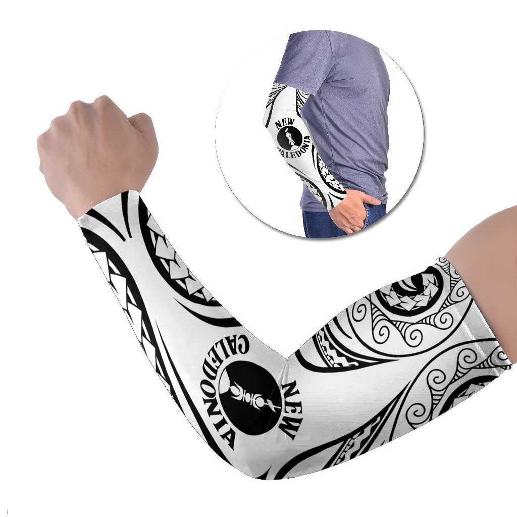 New Caledonia Day Arm Sleeves Polynesian Curves White Color LT05 Set of 2 White - Polynesian Pride