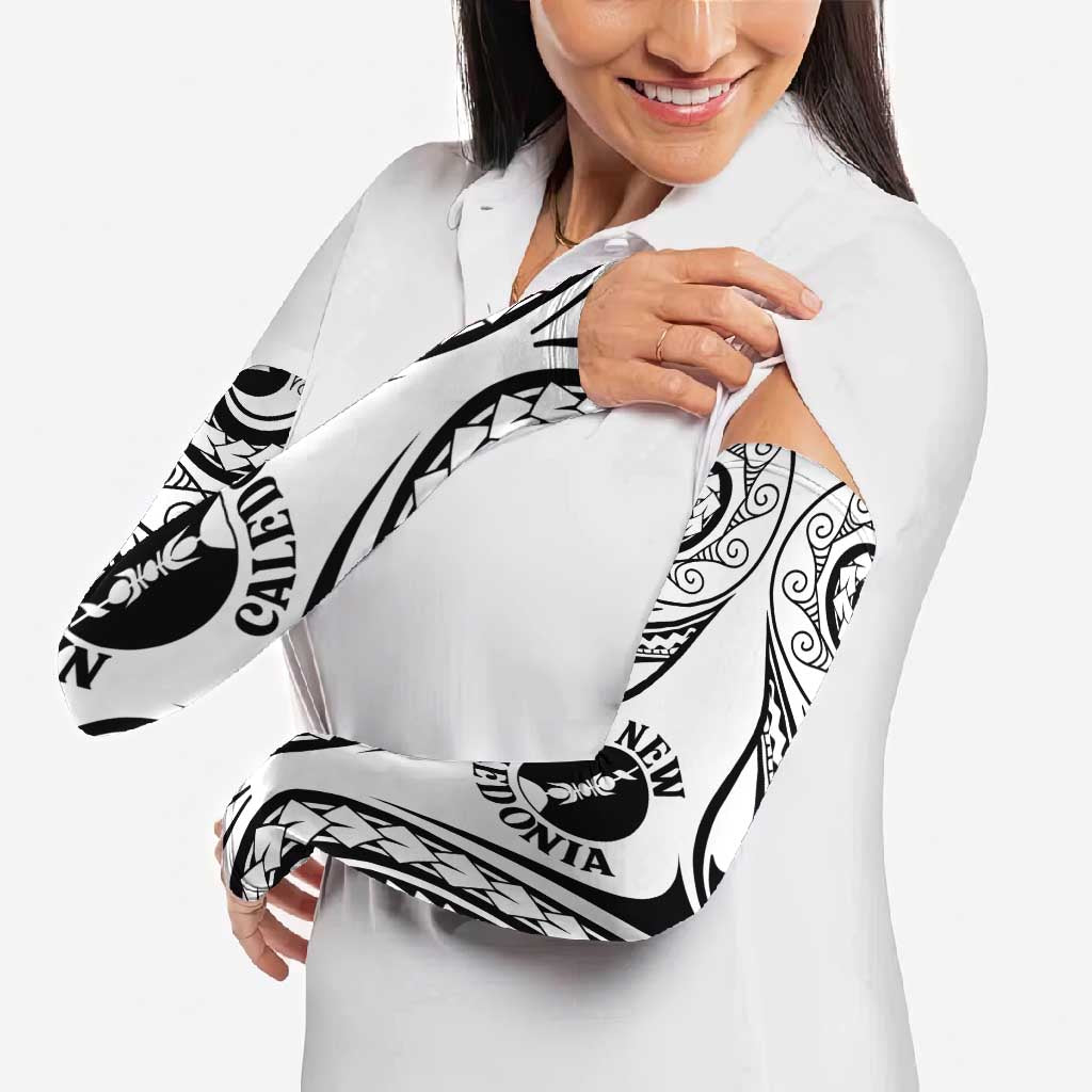 New Caledonia Day Arm Sleeves Polynesian Curves White Color LT05 - Polynesian Pride