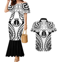 New Caledonia Day Couples Matching Mermaid Dress and Hawaiian Shirt Polynesian Curves White Color LT05 White - Polynesian Pride