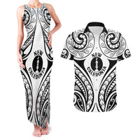 New Caledonia Day Couples Matching Tank Maxi Dress and Hawaiian Shirt Polynesian Curves White Color LT05 White - Polynesian Pride