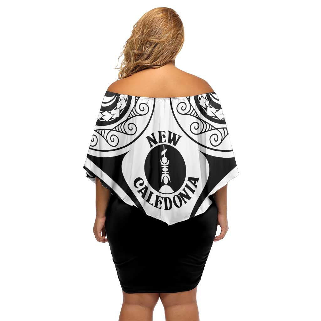 New Caledonia Day Family Matching Off Shoulder Short Dress and Hawaiian Shirt Polynesian Curves White Color LT05 - Polynesian Pride
