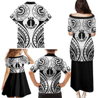 New Caledonia Day Family Matching Puletasi and Hawaiian Shirt Polynesian Curves White Color LT05 - Polynesian Pride