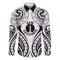 New Caledonia Day Family Matching Puletasi and Hawaiian Shirt Polynesian Curves White Color LT05 Dad's Shirt - Long Sleeve White - Polynesian Pride