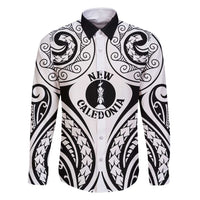 New Caledonia Day Family Matching Summer Maxi Dress and Hawaiian Shirt Polynesian Curves White Color LT05 Dad's Shirt - Long Sleeve White - Polynesian Pride