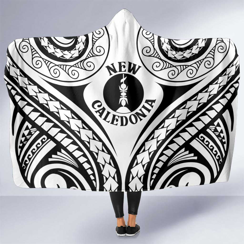 New Caledonia Day Hooded Blanket Polynesian Curves White Color LT05 One Size White - Polynesian Pride