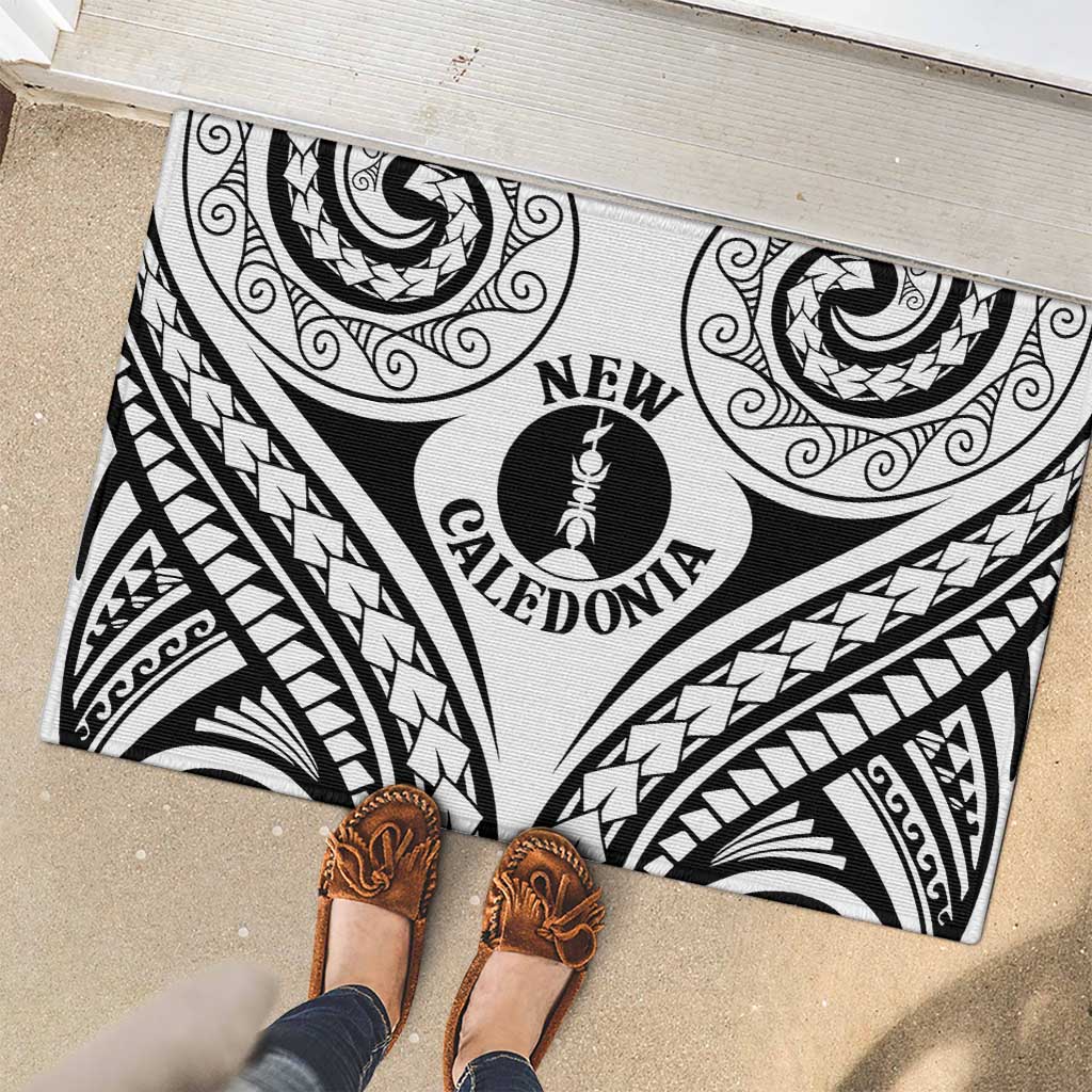 New Caledonia Day Rubber Doormat Polynesian Curves White Color LT05 - Polynesian Pride