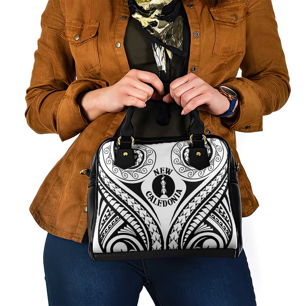 New Caledonia Day Shoulder Handbag Polynesian Curves White Color - Polynesian Pride