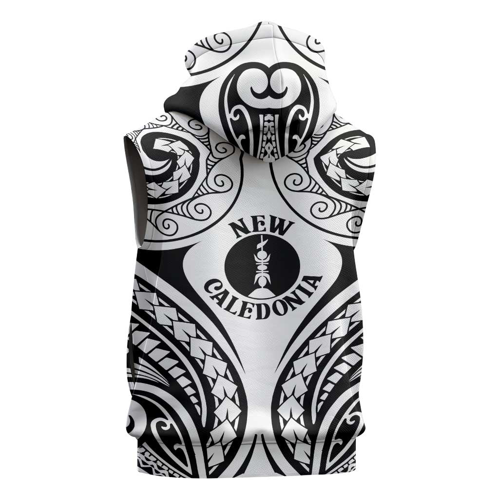 New Caledonia Day Sleeveless Zip Hoodie Polynesian Curves White Color - Polynesian Pride