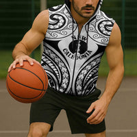 New Caledonia Day Sleeveless Zip Hoodie Polynesian Curves White Color - Polynesian Pride