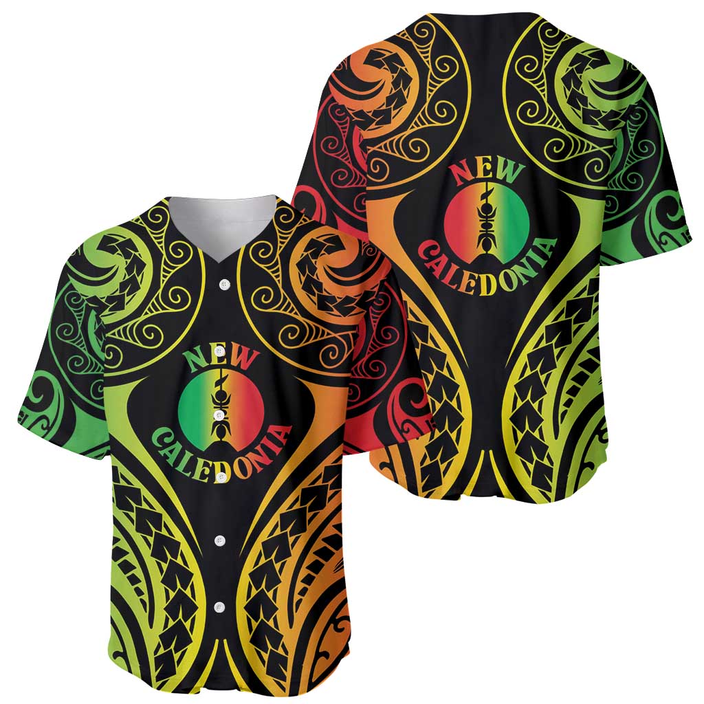 New Caledonia Day Baseball Jersey Polynesian Curves Reggae Color - Polynesian Pride