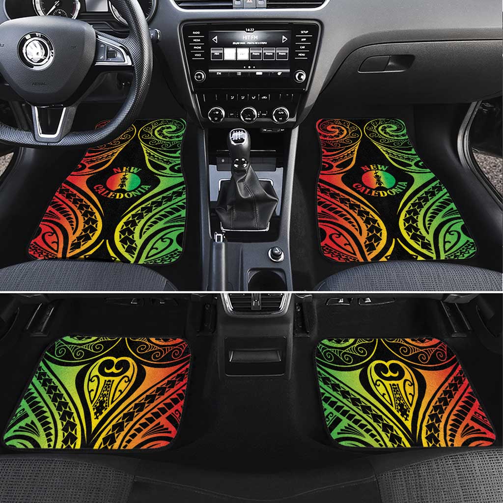 New Caledonia Day Car Mats Polynesian Curves Reggae Color LT05 Set 4pcs Reggae - Polynesian Pride