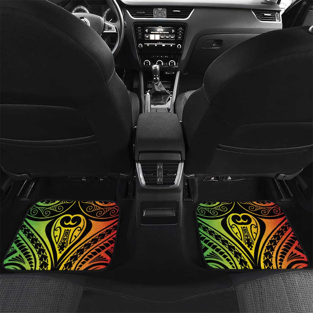 New Caledonia Day Car Mats Polynesian Curves Reggae Color LT05 Set 2pcs - Back Reggae - Polynesian Pride