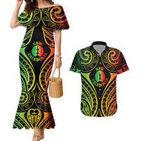 New Caledonia Day Couples Matching Mermaid Dress and Hawaiian Shirt Polynesian Curves Reggae Color LT05 Reggae - Polynesian Pride