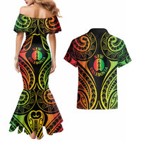 New Caledonia Day Couples Matching Mermaid Dress and Hawaiian Shirt Polynesian Curves Reggae Color LT05 - Polynesian Pride