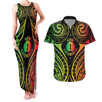 New Caledonia Day Couples Matching Tank Maxi Dress and Hawaiian Shirt Polynesian Curves Reggae Color LT05 Reggae - Polynesian Pride