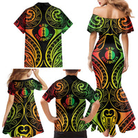 New Caledonia Day Family Matching Mermaid Dress and Hawaiian Shirt Polynesian Curves Reggae Color LT05 - Polynesian Pride