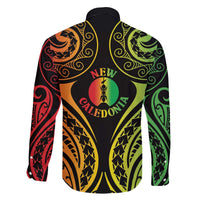 New Caledonia Day Family Matching Off The Shoulder Long Sleeve Dress and Hawaiian Shirt Polynesian Curves Reggae Color LT05 - Polynesian Pride