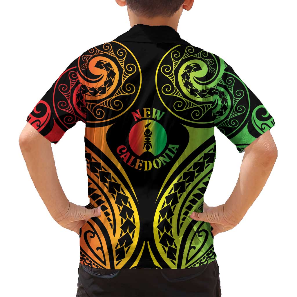 New Caledonia Day Family Matching Off Shoulder Short Dress and Hawaiian Shirt Polynesian Curves Reggae Color LT05 - Polynesian Pride