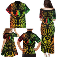 New Caledonia Day Family Matching Puletasi and Hawaiian Shirt Polynesian Curves Reggae Color LT05 - Polynesian Pride