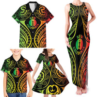 New Caledonia Day Family Matching Tank Maxi Dress and Hawaiian Shirt Polynesian Curves Reggae Color LT05 - Polynesian Pride