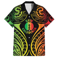 New Caledonia Day Family Matching Tank Maxi Dress and Hawaiian Shirt Polynesian Curves Reggae Color LT05 Dad's Shirt - Short Sleeve Reggae - Polynesian Pride