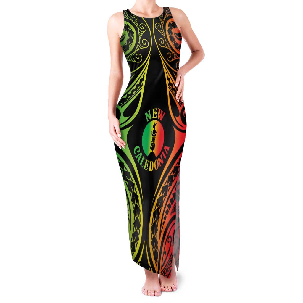 New Caledonia Day Family Matching Tank Maxi Dress and Hawaiian Shirt Polynesian Curves Reggae Color LT05 Mom's Dress Reggae - Polynesian Pride