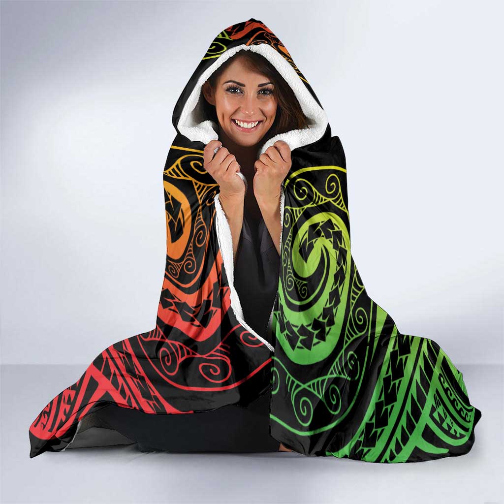 New Caledonia Day Hooded Blanket Polynesian Curves Reggae Color LT05 - Polynesian Pride