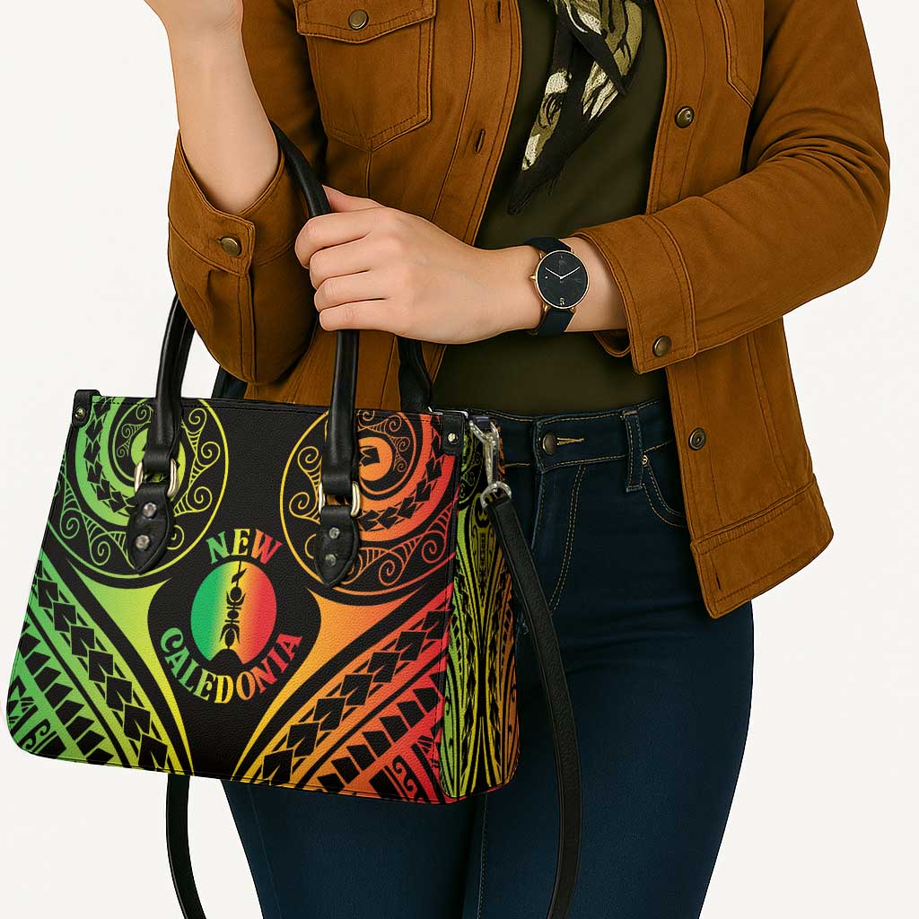 New Caledonia Day Leather Bag Polynesian Curves Reggae Color - Polynesian Pride