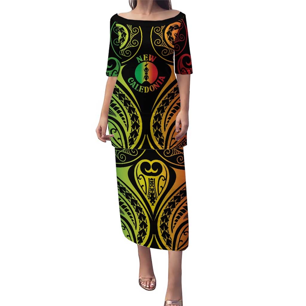 New Caledonia Day Puletasi Polynesian Curves Reggae Color LT05 Long Dress Reggae - Polynesian Pride