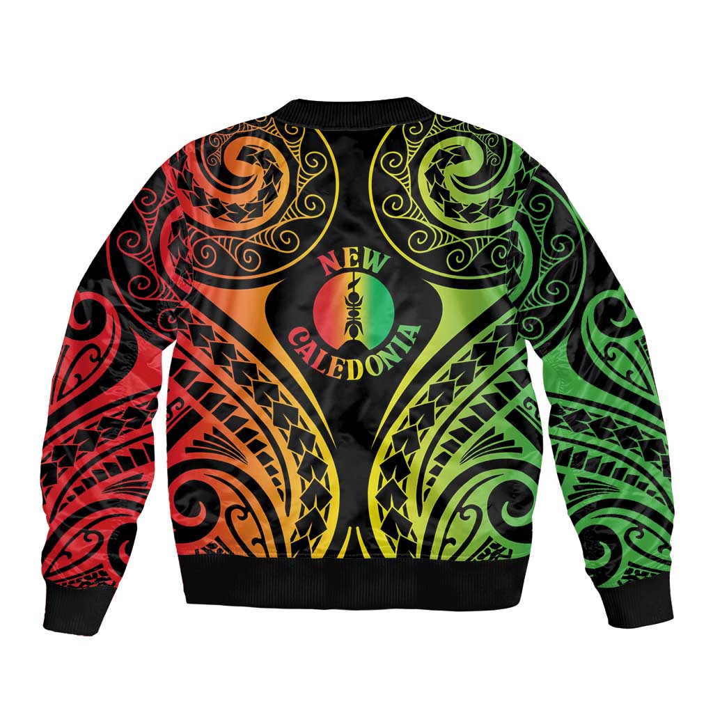 New Caledonia Day Sleeve Zip Bomber Jacket Polynesian Curves Reggae Color LT05 - Polynesian Pride