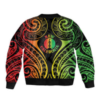 New Caledonia Day Sleeve Zip Bomber Jacket Polynesian Curves Reggae Color LT05 - Polynesian Pride