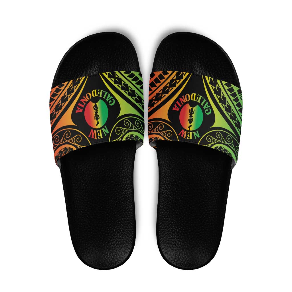 New Caledonia Day Slide Sandals Polynesian Curves Reggae Color LT05 Reggae - Polynesian Pride