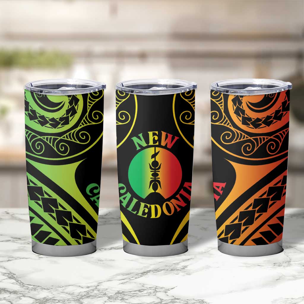 New Caledonia Day Tumbler Cup Polynesian Curves Reggae Color - Polynesian Pride