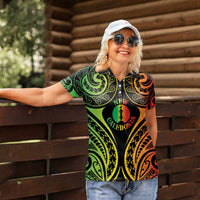 New Caledonia Day Women Polo Shirt Polynesian Curves Reggae Color - Polynesian Pride