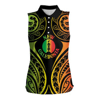 New Caledonia Day Women Sleeveless Polo Shirt Polynesian Curves Reggae Color LT05 Female Reggae - Polynesian Pride