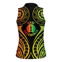 New Caledonia Day Women Sleeveless Polo Shirt Polynesian Curves Reggae Color LT05 - Polynesian Pride