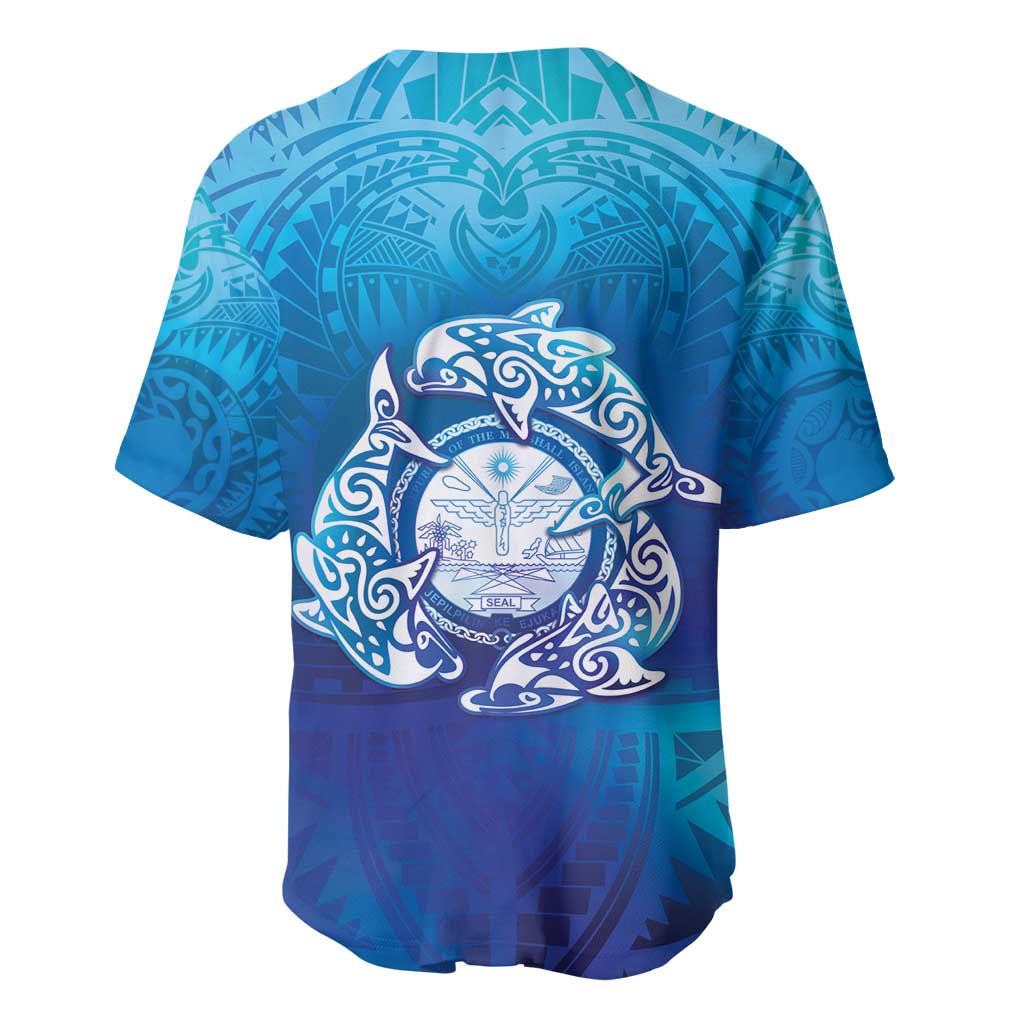 Marshall Islands Manit Day Baseball Jersey Tribal Dolphin With Marshall Seal LT05 - Polynesian Pride