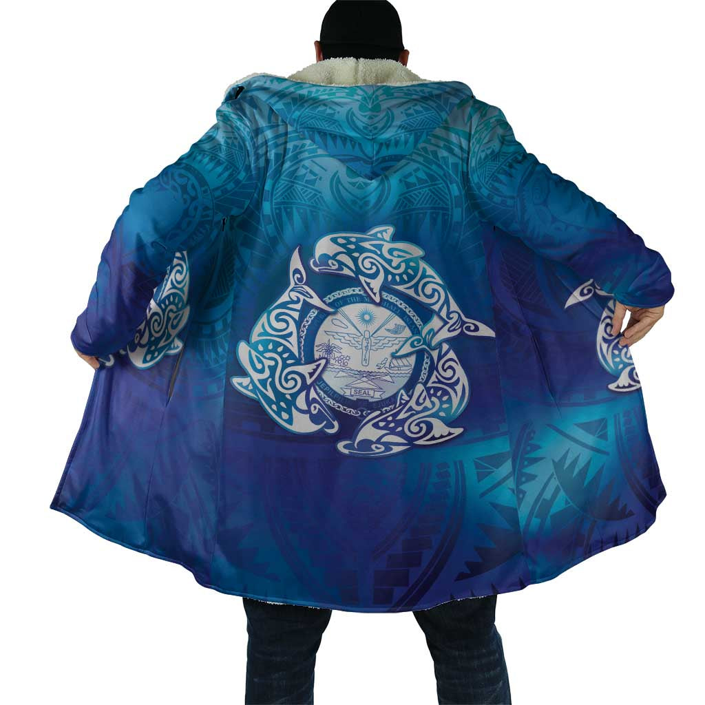Marshall Islands Manit Day Cloak Tribal Dolphin With Marshall Seal - Polynesian Pride
