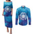 Marshall Islands Manit Day Couples Matching Puletasi and Long Sleeve Button Shirt Tribal Dolphin With Marshall Seal - Polynesian Pride