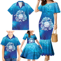 Marshall Islands Manit Day Family Matching Mermaid Dress and Hawaiian Shirt Tribal Dolphin With Marshall Seal LT05 - Polynesian Pride