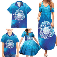 Marshall Islands Manit Day Family Matching Summer Maxi Dress and Hawaiian Shirt Tribal Dolphin With Marshall Seal LT05 - Polynesian Pride