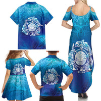 Marshall Islands Manit Day Family Matching Summer Maxi Dress and Hawaiian Shirt Tribal Dolphin With Marshall Seal LT05 - Polynesian Pride