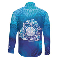 Marshall Islands Manit Day Family Matching Tank Maxi Dress and Hawaiian Shirt Tribal Dolphin With Marshall Seal LT05 - Polynesian Pride