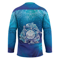 Marshall Islands Manit Day Hockey Jersey Tribal Dolphin With Marshall Seal - Polynesian Pride
