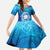 Marshall Islands Manit Day Kid Short Sleeve Dress Tribal Dolphin With Marshall Seal - Polynesian Pride