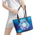 Marshall Islands Manit Day Leather Tote Bag Tribal Dolphin With Marshall Seal - Polynesian Pride