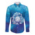 Marshall Islands Manit Day Long Sleeve Button Shirt Tribal Dolphin With Marshall Seal - Polynesian Pride