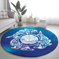 Marshall Islands Manit Day Round Carpet Tribal Dolphin With Marshall Seal LT05 - Polynesian Pride