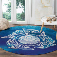 Marshall Islands Manit Day Round Carpet Tribal Dolphin With Marshall Seal LT05 - Polynesian Pride